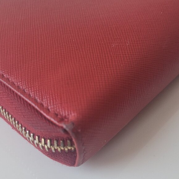 PRADA Red  Leather Zip Around Wallet - Picture 10 of 16